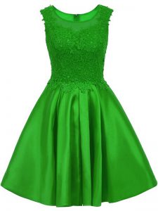 High Quality Lace Dama Dress Green Zipper Sleeveless Mini Length