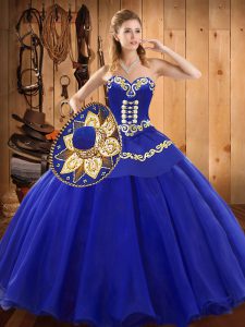 Exceptional Tulle Sweetheart Sleeveless Lace Up Ruffles 15 Quinceanera Dress in Blue