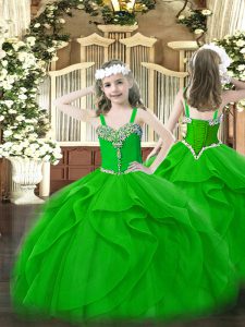 Luxurious Sleeveless Beading and Ruffles Lace Up Kids Pageant Dress