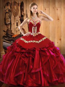 Fantastic Floor Length Ball Gowns Sleeveless Wine Red Quinceanera Gowns Lace Up