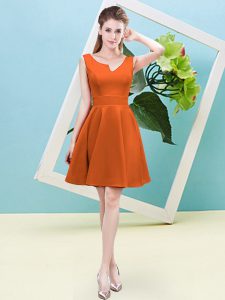 Orange Red Dama Dress for Quinceanera Prom and Party and Wedding Party with Ruching Asymmetric Sleeveless Zipper