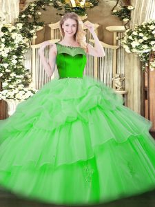Scoop Sleeveless Quinceanera Gowns Floor Length Beading and Pick Ups Organza