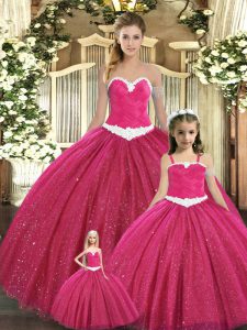 Suitable Floor Length Lace Up Quinceanera Gowns Red for Military Ball and Sweet 16 and Quinceanera with Ruching