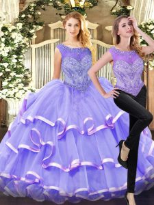 Superior Organza Sleeveless Floor Length Sweet 16 Dresses and Beading and Ruffled Layers