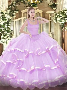 Sumptuous Floor Length Ball Gowns Sleeveless Lilac Quinceanera Dresses Zipper