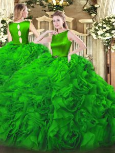 Floor Length Ball Gowns Sleeveless Green Ball Gown Prom Dress Clasp Handle