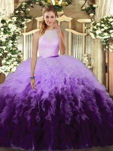 Affordable Multi-color High-neck Backless Ruffles Quinceanera Dresses Sleeveless