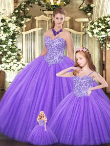 Ball Gowns Quinceanera Dress Eggplant Purple Sweetheart Tulle Sleeveless Floor Length Lace Up