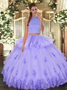 Excellent Sleeveless Backless Floor Length Beading and Appliques and Ruffles Quinceanera Gowns