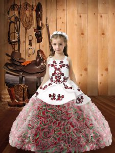 Trendy Sleeveless Zipper Floor Length Embroidery Pageant Gowns For Girls
