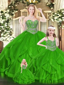Discount Sweetheart Sleeveless Zipper Sweet 16 Dresses Green Organza