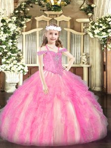 Latest Organza Sleeveless Floor Length Pageant Dress for Teens and Beading and Ruffles