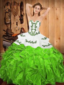 Spectacular Lace Up Sweet 16 Quinceanera Dress Embroidery and Ruffles Sleeveless Floor Length