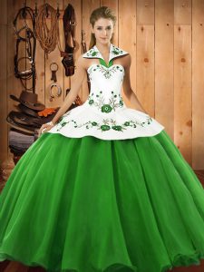 Free and Easy Satin and Tulle Sleeveless Floor Length Quince Ball Gowns and Embroidery