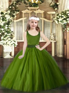 Custom Fit Sleeveless Zipper Floor Length Beading Child Pageant Dress