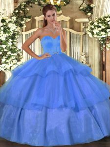 Customized Organza Sleeveless Floor Length Quinceanera Dress and Beading and Ruffled Layers