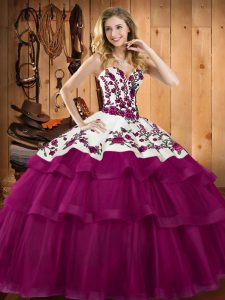 Trendy Organza Sleeveless Floor Length Sweet 16 Quinceanera Dress and Embroidery