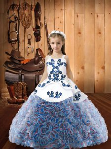 Enchanting Floor Length Lace Up Winning Pageant Gowns Multi-color for Sweet 16 and Quinceanera with Embroidery
