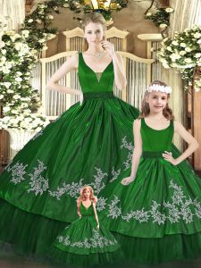 Sophisticated Floor Length Ball Gowns Sleeveless Green Quinceanera Dresses Zipper