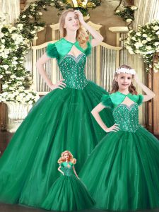 Hot Selling Floor Length Green Vestidos de Quinceanera Sweetheart Sleeveless Lace Up