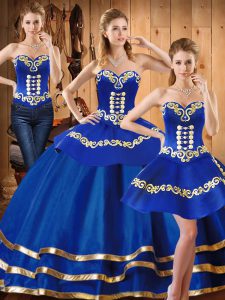 Charming Floor Length Blue Quinceanera Gown Sweetheart Sleeveless Lace Up