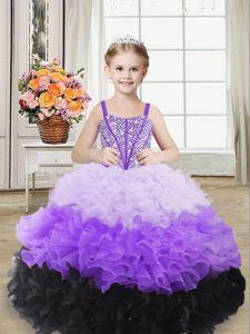 Multi-color Sleeveless Organza Lace Up Little Girls Pageant Dress for Sweet 16 and Quinceanera