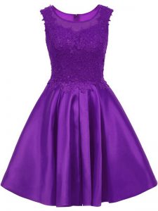 Excellent Mini Length A-line Sleeveless Purple Damas Dress Zipper