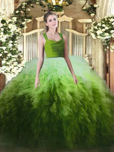 Most Popular Straps Sleeveless Zipper Quinceanera Dresses Multi-color Organza