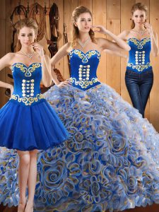 Multi-color Sleeveless Sweep Train Embroidery With Train Quinceanera Gowns