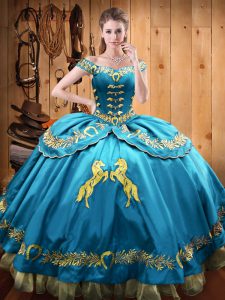 Most Popular Baby Blue Sleeveless Satin and Organza Lace Up Quinceanera Gowns for Sweet 16 and Quinceanera