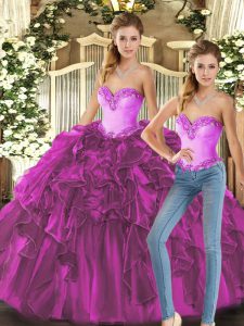 Custom Designed Sleeveless Ruffles Lace Up 15 Quinceanera Dress