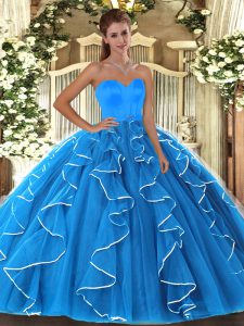 New Arrival Sleeveless Lace Up Floor Length Beading and Ruffles Sweet 16 Dresses