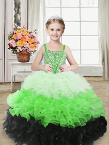 Nice Floor Length Ball Gowns Sleeveless Multi-color Little Girls Pageant Dress Wholesale Lace Up