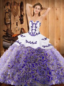 Enchanting With Train Multi-color Vestidos de Quinceanera Strapless Sleeveless Sweep Train Lace Up