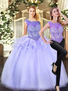 Lavender Sleeveless Beading Floor Length Quinceanera Gown