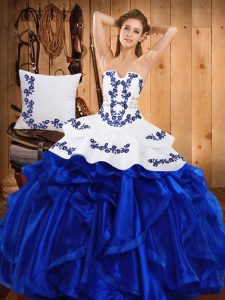 Sleeveless Embroidery and Ruffles Lace Up Sweet 16 Dress