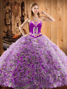 Multi-color Sleeveless With Train Embroidery Lace Up 15 Quinceanera Dress
