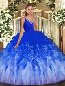 Noble Multi-color Backless Quinceanera Dresses Ruffles Sleeveless Floor Length