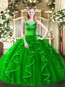Nice Floor Length Ball Gowns Sleeveless Green Sweet 16 Quinceanera Dress Side Zipper