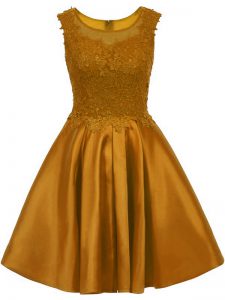 Brown Vestidos de Damas Prom and Party with Lace Scoop Sleeveless Zipper