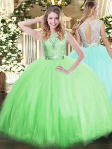 Sleeveless Tulle Backless Quinceanera Dress for Military Ball and Sweet 16 and Quinceanera