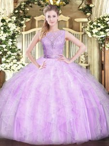 Floor Length Ball Gowns Sleeveless Lilac Quince Ball Gowns Backless