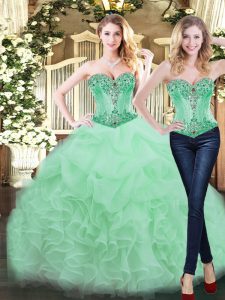 Apple Green Sweetheart Neckline Ruffles Sweet 16 Dresses Sleeveless Lace Up