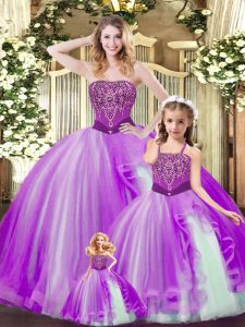 Adorable Sleeveless Floor Length Beading and Ruffles Lace Up Quinceanera Gown with Multi-color