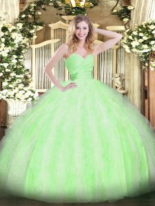 Free and Easy Organza Sleeveless Floor Length Sweet 16 Dress and Beading and Ruffles