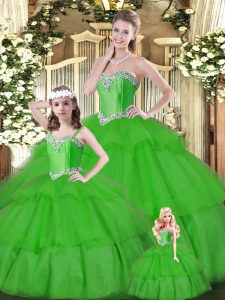 Comfortable Sleeveless Lace Up Floor Length Beading and Ruffled Layers Sweet 16 Quinceanera Dress