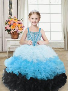 Sweetheart Sleeveless Lace Up Custom Made Pageant Dress Multi-color Organza