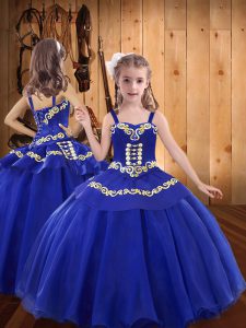 Superior Organza Sleeveless Floor Length Kids Formal Wear and Embroidery