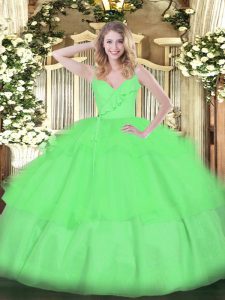 Smart Sleeveless Organza Zipper Quinceanera Dress for Military Ball and Sweet 16 and Quinceanera