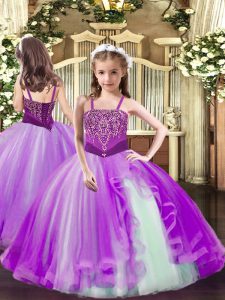 Best Straps Sleeveless Tulle Little Girls Pageant Dress Wholesale Beading Lace Up